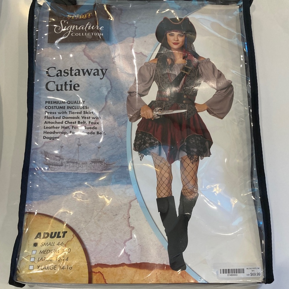 Spirit Castaway Cutie Pirate Costume for Adults, Size Sm 4-6